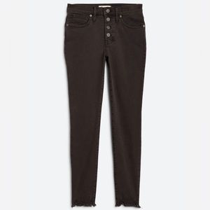 MADEWELL Charcoal Black 10" High-Rise Skinny Raw Hem Jeans 28